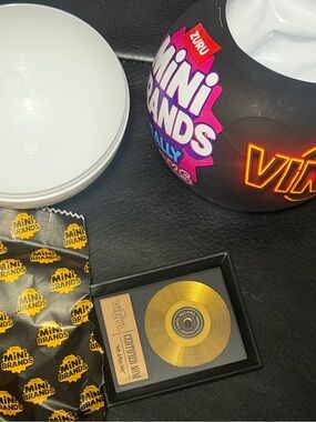 RARE Gold Record Mini Brands vinyl music accessories golden album frame display